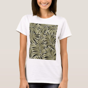 Künstlerische Blätter in mattschwarzem Grautönen T-Shirt