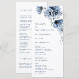 Künstlerische blaue Blumen Hochzeit Programm