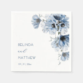 Künstlerische blaue Blumen | Hochzeit Serviette