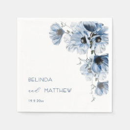 Künstlerische Blaue Blumen | Hochzeit Serviette