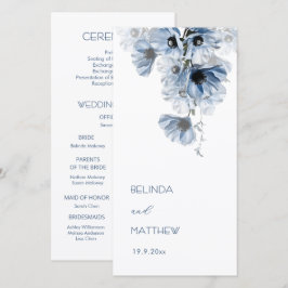 Künstlerische blaue Blumen | Hochzeitsprogramm