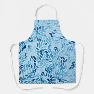Künstlerische blaue Blütenblätter Wasserfarbenmust Schürze