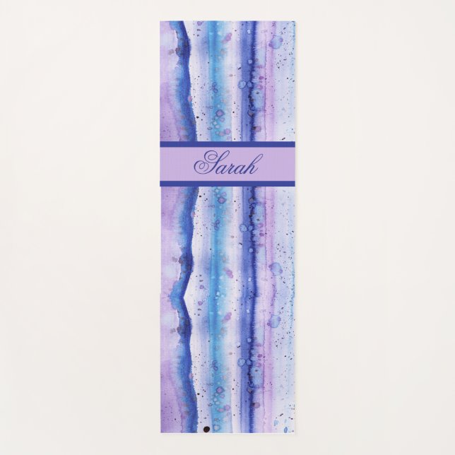 Künstlerische blaue Lavendel Wasserfarbenstrecken Yogamatte (Vorderseite)