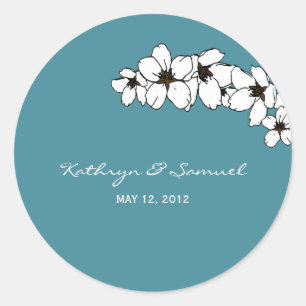 Künstlerische Blume bevorzugen Sticker - Aquamarin