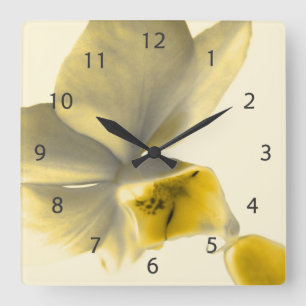 Künstlerische Blume in Gelb Quadratische Wanduhr