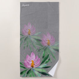 Künstlerische Blume in rosa violett Wasserfarben K Strandtuch