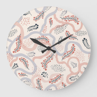 Künstlerische Blumenmuster, dekorative Herbstdekor Große Wanduhr