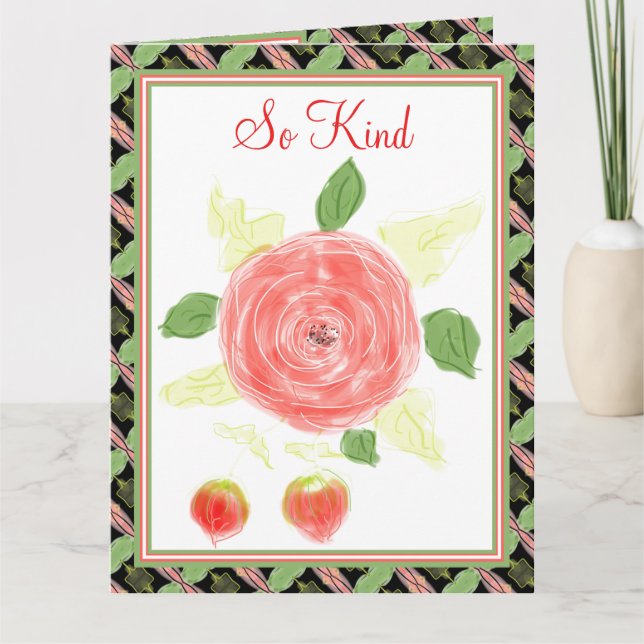 Künstlerische Blüte mit Muster im Detail Karte (Vorderseite)