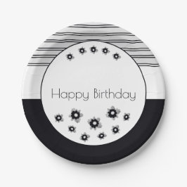 Künstlerische Blüten und Streifen Pappteller