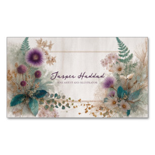 Künstlerische Bohemische Wildblume Folklore Kunst Magnetische Visitenkarte
