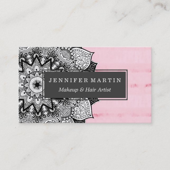 Künstlerische Boho Hand gezeichneter Mandala auf Visitenkarte (Vorderseite)
