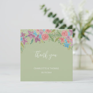 Künstlerische Boho-Wildblumen Aquarell-Handbemalun Dankeskarte