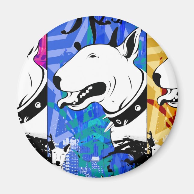 Künstlerische Bull Terrier Hunde Züchtung Design Magnet (Vorne)