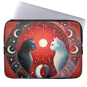 Künstlerische Darstellung von Yin und Yang Katzen Laptopschutzhülle
