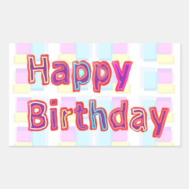 Künstlerische Dekorative HAPPY BIRTHDAY Script Rechteckiger Aufkleber (Vorderseite)