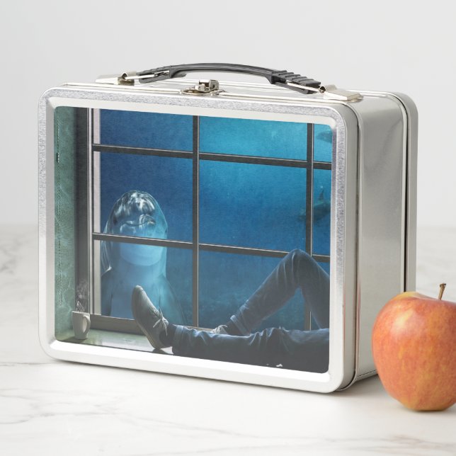Künstlerische Delphin Metall Brotdose (Beispiel)