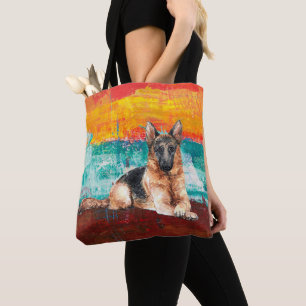 Künstlerische Deutsche Schäferhund-Abstraktmalerei Tasche