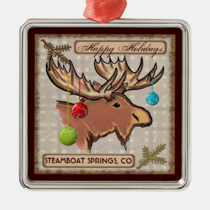 Künstlerische Elchverzierung Steamboat Springs Silbernes Ornament