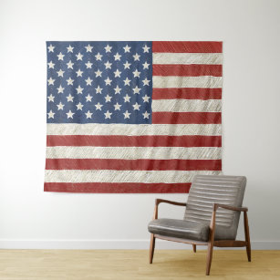 Künstlerische Fahne Amerikas - Handgezeichnete Kun Wandteppich