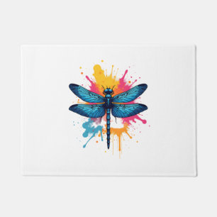 Künstlerische farbenfrohe Pop-Art bemalte Libelle Fußmatte