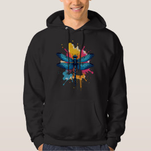 Künstlerische farbenfrohe Pop-Art bemalte Libelle Hoodie