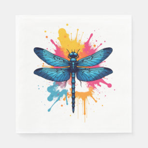 Künstlerische farbenfrohe Pop-Art bemalte Libelle Serviette