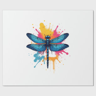 Künstlerische farbenfrohe Pop-Art-Libelle bemalt Geschenkpapier