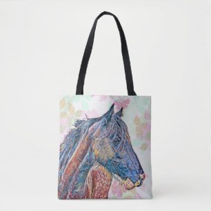 Künstlerische, farbenfrohe Vintage Tote Tasche