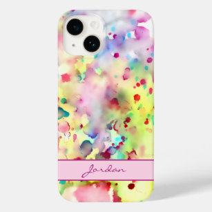 Künstlerische Farbfarbige Spritzer mit Namen Case-Mate iPhone 14 Hülle