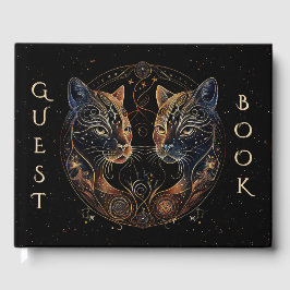 Künstlerische Feline Circle Twin Cats Gästebuch