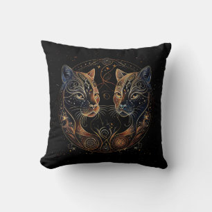 Künstlerische Feline Circle Twin Cats Kissen