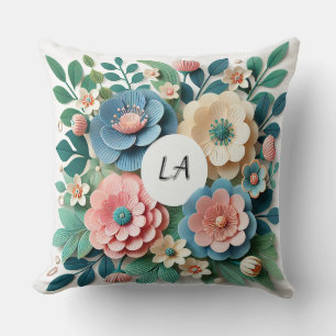Künstlerische Florale Kreation mit Papierblumen Kissen