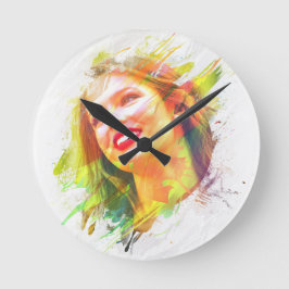 Künstlerische Frau Portrait Wall Clock Runde Wanduhr