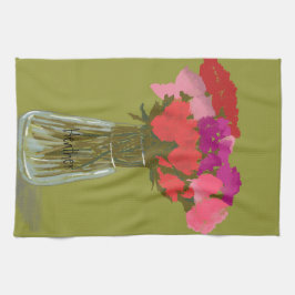 Künstlerische fröhliche Blume in Vase +Individuell Geschirrtuch