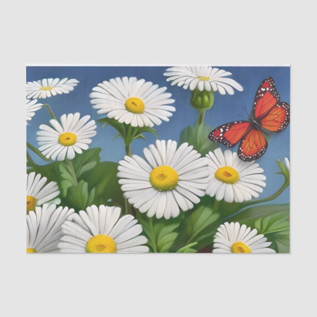 Künstlerische Fun Daisis und Schmetterlinge Seidenpapier (Vorderseite)