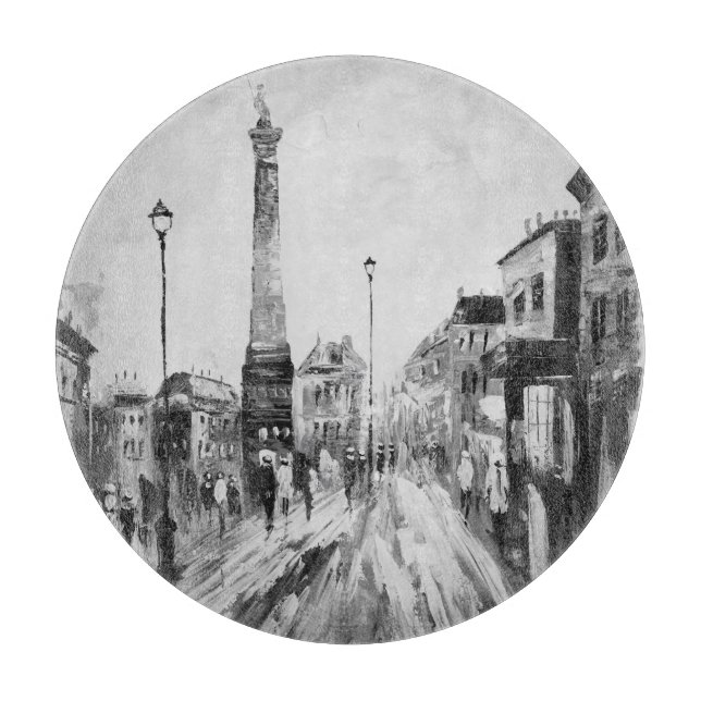 Künstlerische Gemälde in Schwarz und Weiß. Schneidebrett (Vorderseite)