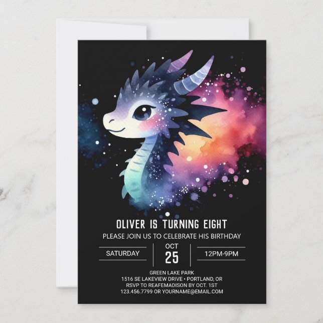Künstlerische Gflüge Dragon Geburtstag Einladung (Vorderseite)