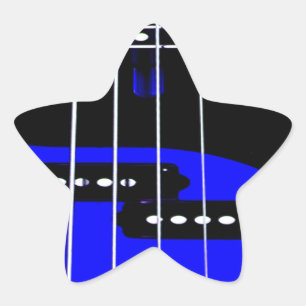 Künstlerische Gitarre Blau und Schwarz Stern-Aufkleber