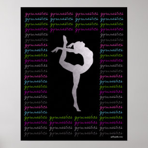 Künstlerische Gymnastik Farbenfrohe Typografie Poster