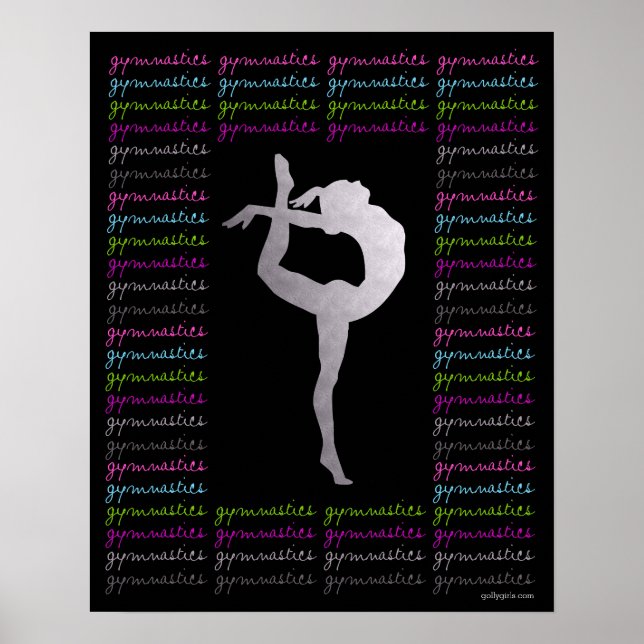 Künstlerische Gymnastik Farbenfrohe Typografie Poster (Vorne)