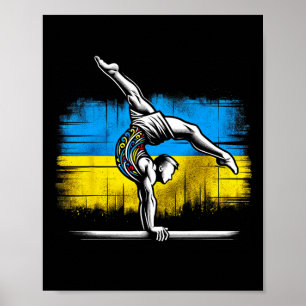 Künstlerische Gymnastik Ukrainisch Ukraine Flagge  Poster