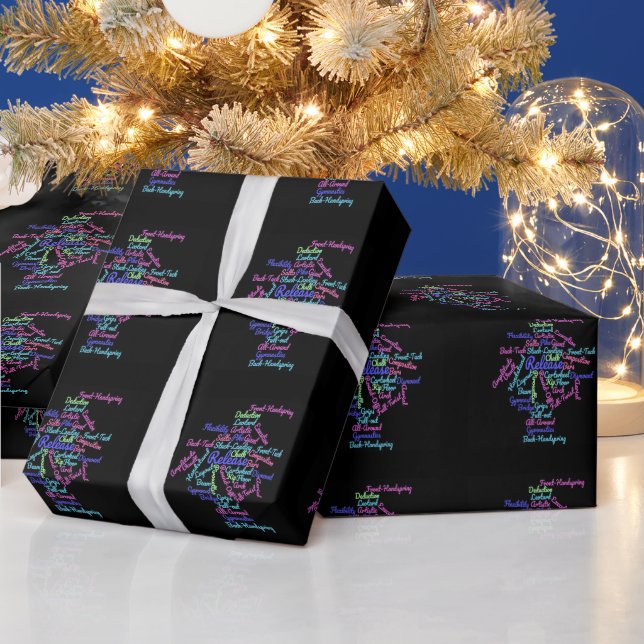 Künstlerische Gymnastik Word Cloud Geschenkpapier (Feiertage)