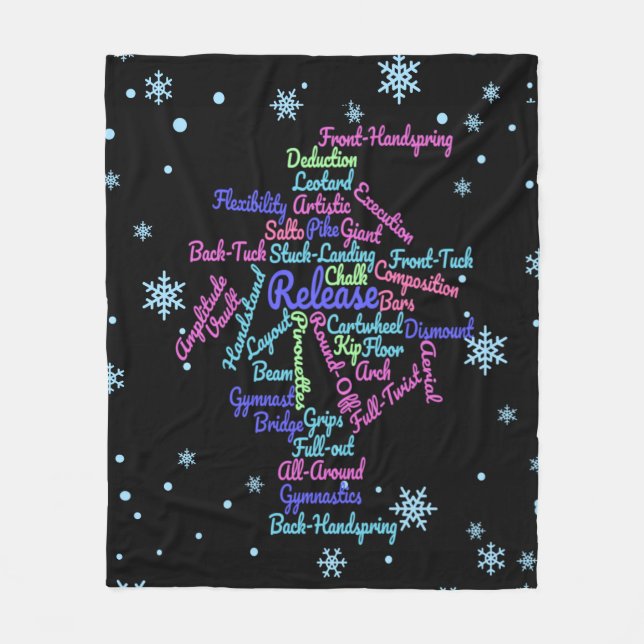 Künstlerische Gymnastik Word Cloud Snowflake Fleecedecke (Vorderseite)