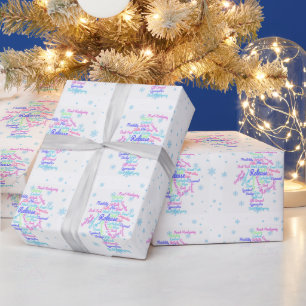 Künstlerische Gymnastik Word Cloud Snowflake Geschenkpapier