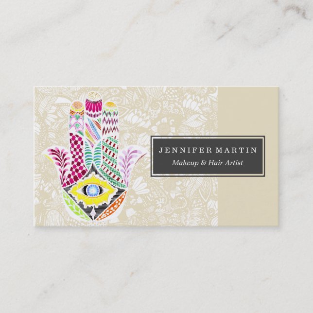 Künstlerische Hand gezeichnete Hamsa Hand Visitenkarte (Vorderseite)