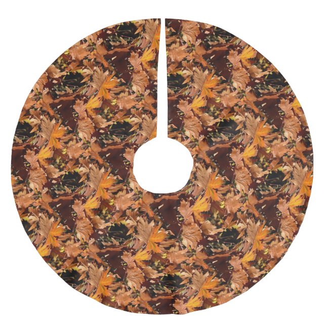 Künstlerische Herbstlaube im Herbst Sonnenschein Polyester Weihnachtsbaumdecke (Vorderseite)