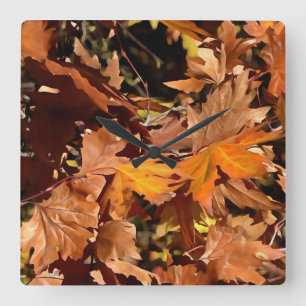 Künstlerische Herbstlaube im Herbst Sonnenschein Quadratische Wanduhr