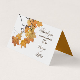 Künstlerische Herbstleaves Hochzeit Dankeschön-Kar