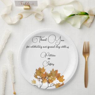 Künstlerische Herbstleaves Hochzeit Pappteller