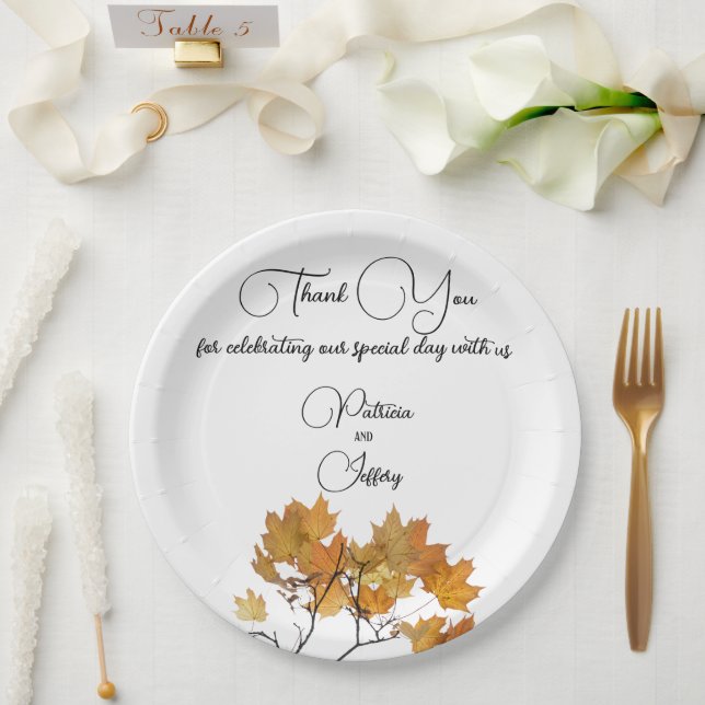 Künstlerische Herbstleaves Hochzeit Pappteller (Hochzeit)